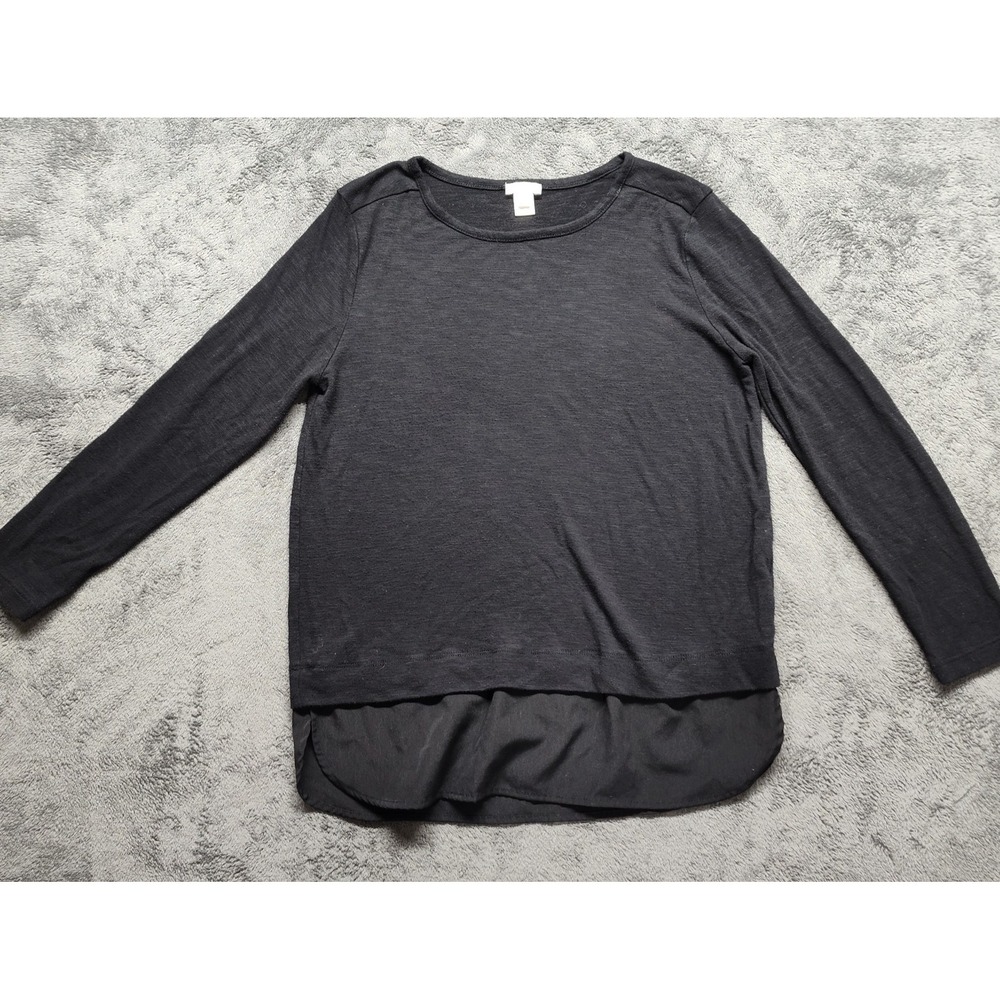 J Crew Small long sleeve shirt office classic black minimalist Y2K interview job